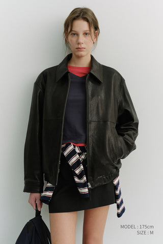 UNISEX DRIZZLER LEATHER JACKET BLACK