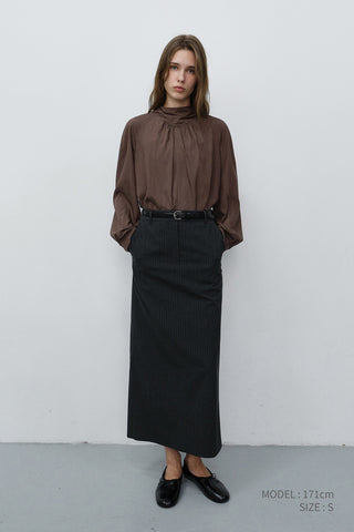TIE BLOUSE BROWN