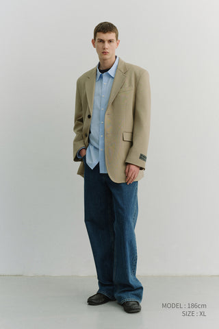 UNISEX OVERSIZED WOOL BLAZER CAMEL BEIGE