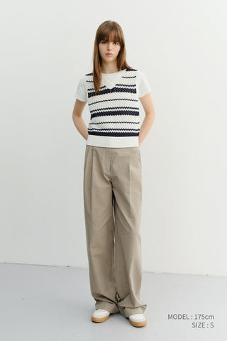 SUMMER DOUBLE PLEATED CHINO SLACKS KHAKI