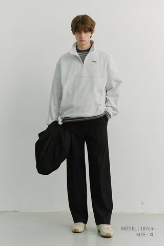 UNISEX RELAXED HALF ZIP-UP SWEATSHIRT LIGHT MELANGE GREY