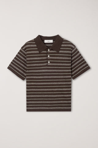 UNISEX STRIPED POLO KNIT BROWN MINT