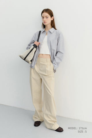 UNISEX CROPPED CHECKED SHIRT SOFT BLUE CHECK