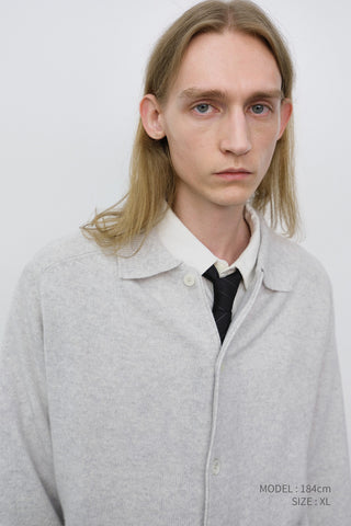 UNISEX COLLARED KNIT CARDIGAN LIGHT MELANGE GREY