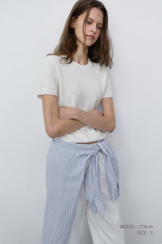 HALF SLEEVE KNIT TOP IVORY