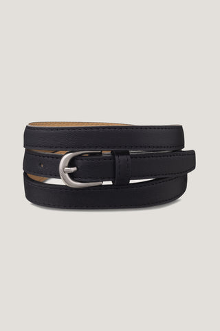 D-BUCKLE THIN LEATHER BELT BLACK