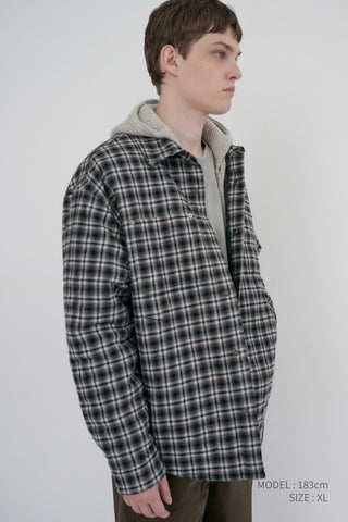 UNISEX QUILTED FLANNEL SHIRT BLACK CHECK