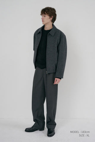 UNISEX COLLARED WOOL BLOUSON CHARCOAL GREY