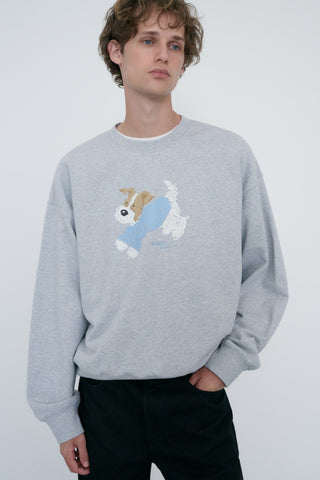 UNISEX PUPPY SWEATSHIRT MID MELANGE GREY