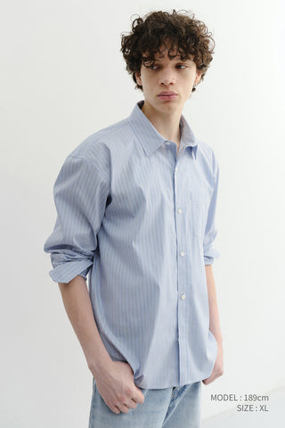 UNISEX CROPPED STRIPED SHIRT BLUE STRIPE