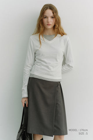 ESSENTIAL PETIT V-NECK T-SHIRT OFF WHITE