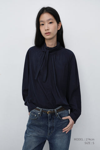 TIE BLOUSE NAVY