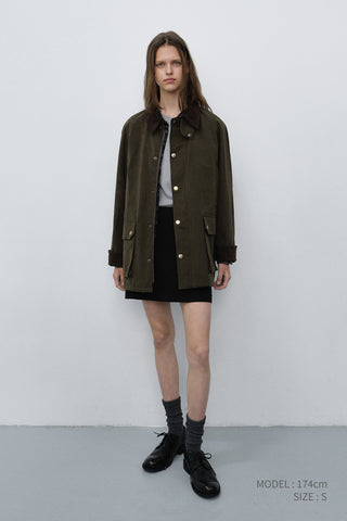 UNISEX WAXED COTTON HUNTING JACKET KHAKI