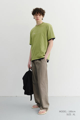 UNISEX MINIMAL LETTERING T-SHIRT OLIVE GREEN