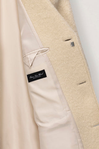 UNISEX 2-WAY 3 BUTTON BOUCLE WOOL COAT BUTTER CREAM