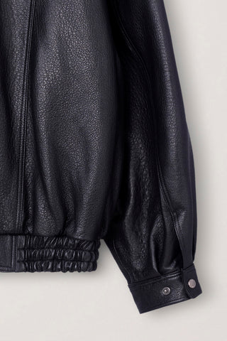 UNISEX OVERSIZED VINTAGE LEATHER BLOUSON BLACK