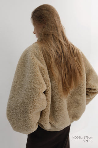 UNISEX BOA FLEECE BLOUSON CAMEL BEIGE