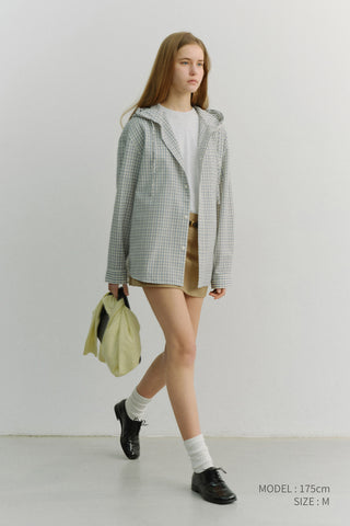UNISEX CLASSIC HOODED SHIRT CREAM CHECK