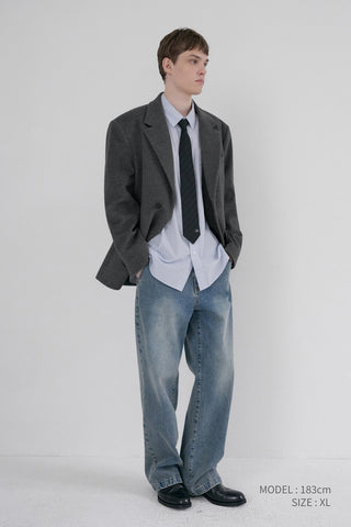 UNISEX LAYERED CASHMERE BLAZER CHARCOAL GREY