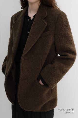 UNISEX ALPACA BLAZER COAT BROWN