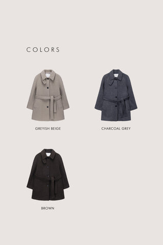 BELTED HALF COAT BROWN