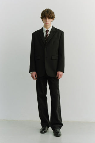 UNISEX 2 BUTTON WOOL BLAZER BLACK