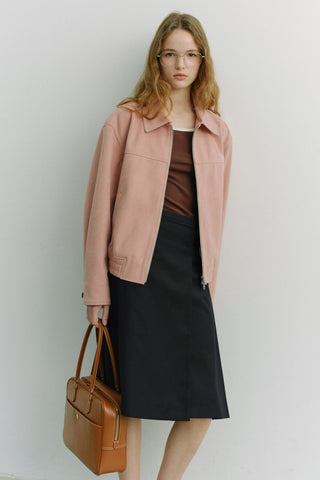 UNISEX ALTER-SUEDE COLLARED BLOUSON SOFT PINK