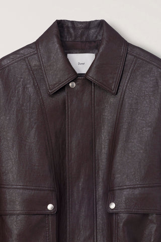 UNISEX ALTER-LEATHER ZIP-UP BLOUSON DARK BROWN