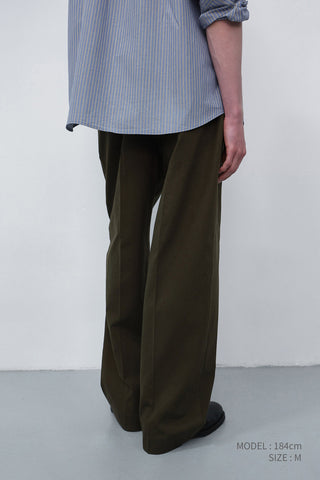 DOUBLE PLEATED WIDE CHINO SLACKS KHAKI