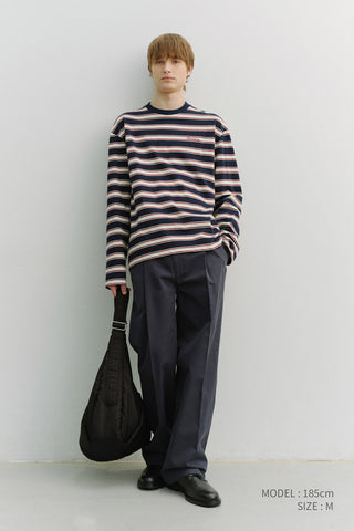PLEATED CHINO SLACKS NAVY