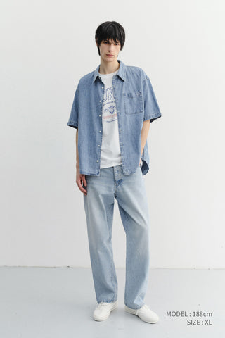 UNISEX LINEN DENIM SHIRT LIGHT BLUE