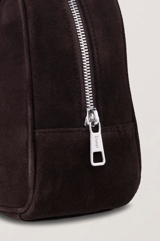 SUEDE BOSTON TOTE BAG DEEP BROWN