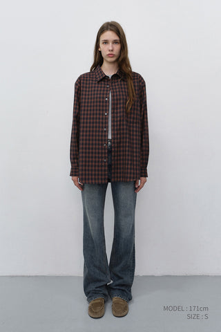 UNISEX CHECKED FLANNEL SHIRT BRICK