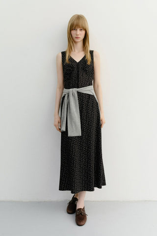 SLEEVELESS PATTERNED DRESS BLACK