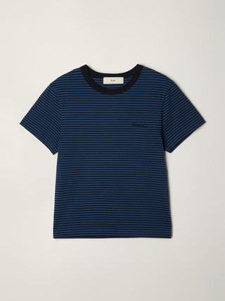 ESSENTIAL STRIPE LOGO T-SHIRT BLUE NAVY STRIPE