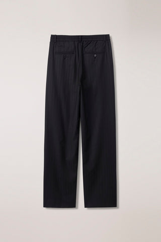 LOUNGE WOOL SLACKS BLACK STRIPE