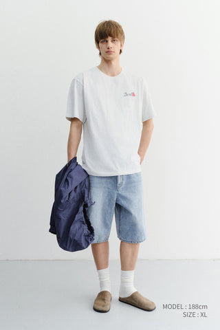 UNISEX MARINE LOGO T-SHIRT LIGHT MELANGE GREY