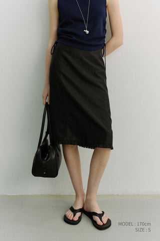 H-LINE LACED MIDI SKIRT BLACK