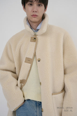 UNISEX REVERSIBLE SOFT SHEARLING HALF JACKET SOFT BEIGE