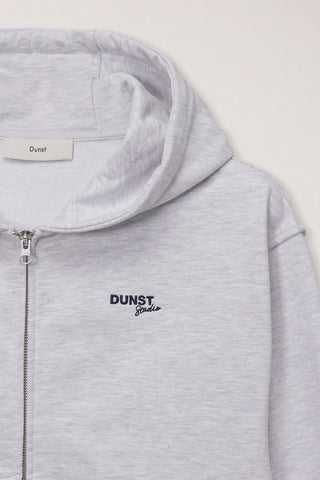 UNISEX CROPPED ZIP-UP HOODIE LIGHT MELANGE GREY