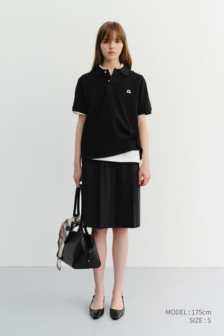 UNISEX LEATHER LOGO POLO SHIRT BLACK