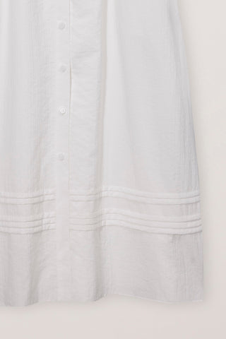 SLEEVELESS SHIRRING DRESS WHITE
