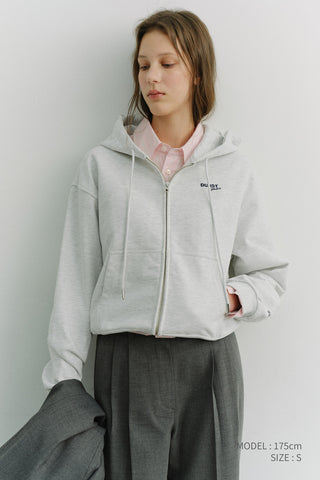 UNISEX CROPPED ZIP-UP HOODIE LIGHT MELANGE GREY