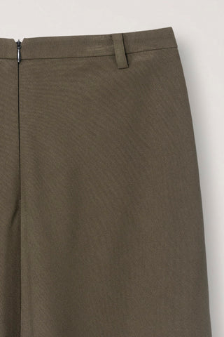 FLUID LONG SKIRT KHAKI BROWN