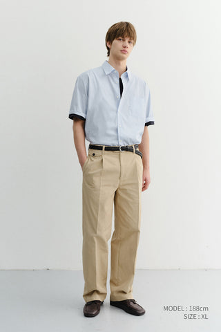 UNISEX OVERSIZED HALF SLEEVE STRIPED SHIRT SOFT BLUE STRIPE