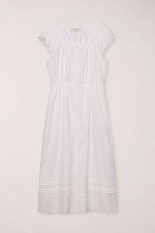 SLEEVELESS SHIRRING DRESS WHITE