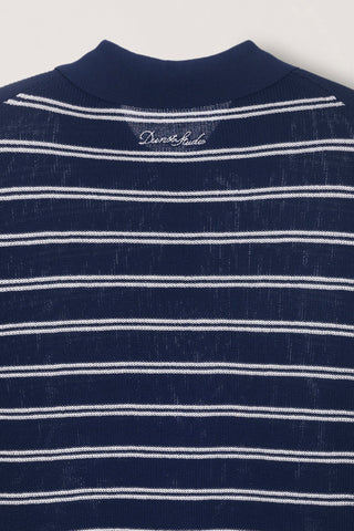 UNISEX SOFT STRIPED POLO KNIT NAVY