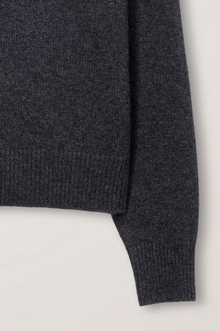 UNISEX SOFT VOLUME V-NECK SWEATER CHARCOAL GREY
