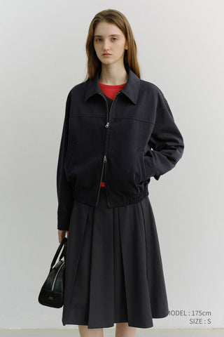 VOLUME PLEATS MIDI SKIRT CHARCOAL GREY