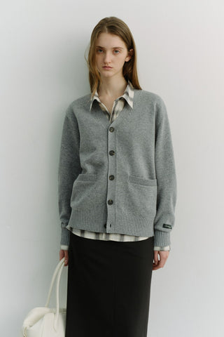 UNISEX BOYFRIEND KNIT CARDIGAN MELANGE GREY